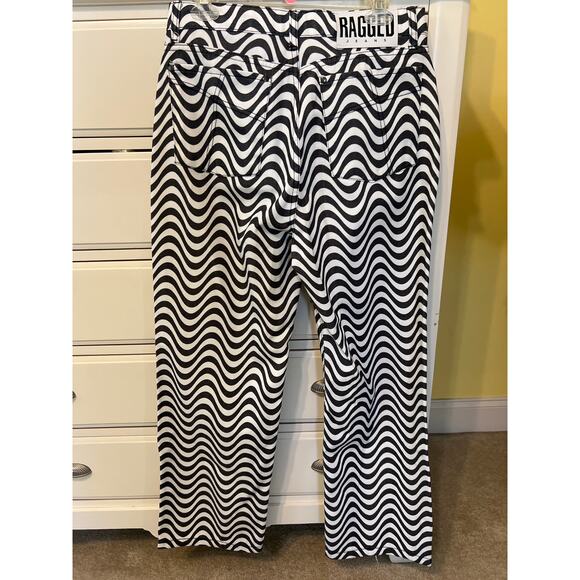 The RAGGED Priest Wave Print Dad Jeans Geometric Black & White Print Size 32 - Picture 4 of 5